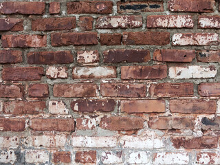 Brick wall, weathered, worn wall damaged paint. Grunge Concrete Surface. Great background or texture.