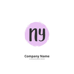 N Y NY Initial handwriting and signature logo design with circle. Beautiful design handwritten logo for fashion, team, wedding, luxury logo.