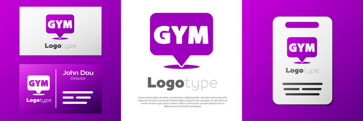 Logotype Location gym icon isolated on white background. Logo design template element. Vector.