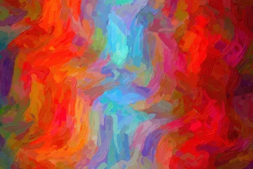 Crédence de cuisine en verre imprimé Mélange de couleurs Red and yellow waves Impressionist Impasto abstract paint background.