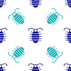 Blue Larva insect icon isolated seamless pattern on white background. Vector.