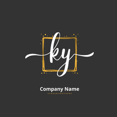 K Y KY Initial handwriting and signature logo design with circle. Beautiful design handwritten logo for fashion, team, wedding, luxury logo.