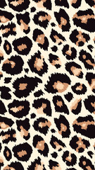 Trendy leopard pattern vertical background. Hand drawn fashionable wild animal cheetah skin natural texture for fashion design, social media banner, cover, phone wallpaper. Vector illustration