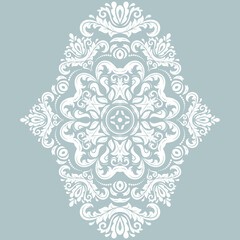 Oriental vector white pattern with arabesques and floral elements. Traditional classic white ornament. Vintage pattern with arabesques
