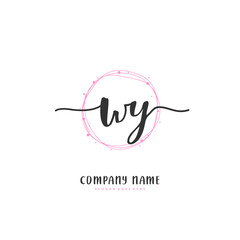 W Y WY Initial handwriting and signature logo design with circle. Beautiful design handwritten logo for fashion, team, wedding, luxury logo.