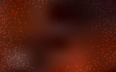 Dark Orange vector background with astronomical stars. Shining colored illustration with bright astronomical stars. Best design for your ad, poster, banner.