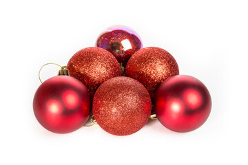 christmas card with christmas balls isolated on white background