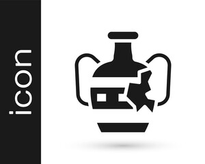 Black Broken ancient amphorae icon isolated on white background. Vector.