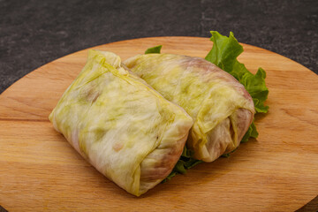 Homemade raw stuffed cabbage with meat