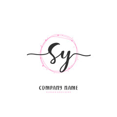S Y SY Initial handwriting and signature logo design with circle. Beautiful design handwritten logo for fashion, team, wedding, luxury logo.
