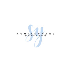 S Y SY Initial handwriting and signature logo design with circle. Beautiful design handwritten logo for fashion, team, wedding, luxury logo.