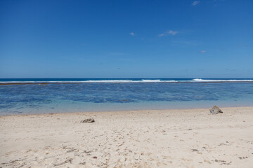 Gunung Payung Beach, Bukit, Bali, Indonesia. Turquoise water, rocks, ocean scenery.
