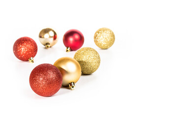 Fototapeta premium christmas card with christmas balls isolated on white background