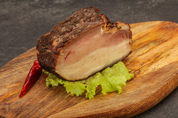Homemade Smoked pork peat with spices