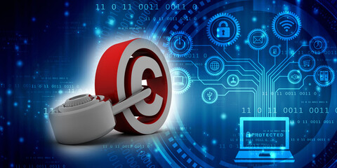 3d illustration copyright symbol concept with lock