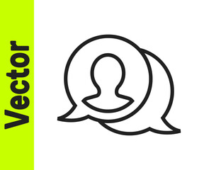 Black line Speech bubble chat icon isolated on white background. Message icon. Communication or comment chat symbol. Vector.