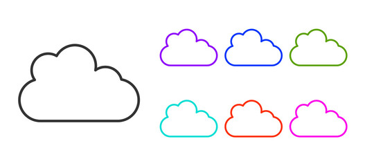 Black line Cloud icon isolated on white background. Set icons colorful. Vector.