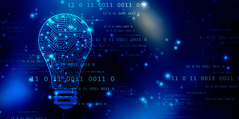 2d illustration bulb future technology, innovation background, creative idea concept 