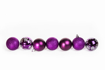 christmas card with christmas balls isolated on white background