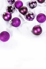 christmas card with christmas balls on white background