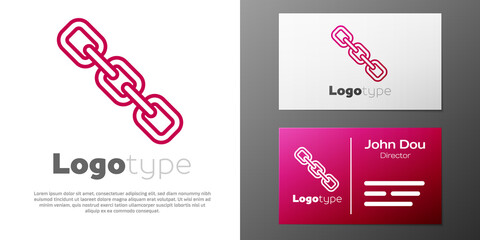 Logotype line Chain link icon isolated on white background. Link single. Hyperlink chain symbol. Logo design template element. Vector.