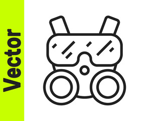 Black line Gas mask icon isolated on white background. Respirator sign. Vector.