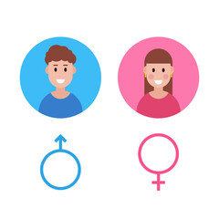 Male and female icon set. Gentleman and lady toilet sign. Man and woman user avatar. Vector illustration.