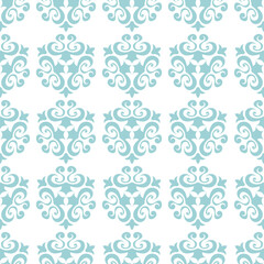 Naklejka na ściany i meble Floral seamless blue pattern on white background