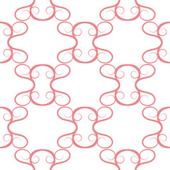 Abstract seamless pattern. Simple pink ornament on white background