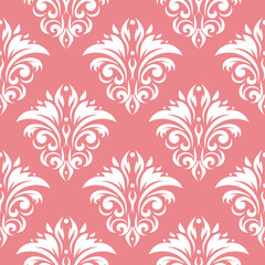 Floral seamless pattern. White and pink background