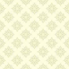Olive green design wih flowers. Seamless pattern
