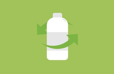 Flat vector illustration of bottle recycling.