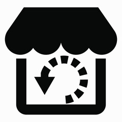 Reloading the online store. Shop and round arrow. Site update. Vector icon.
