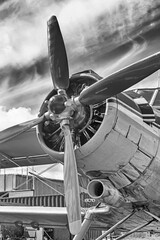 The screw blades and the engine of the aircraft © unww