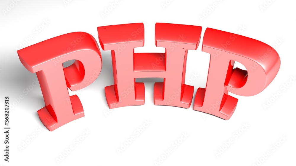 Poster php red bent write isolated on white background - 3d rendering illustration