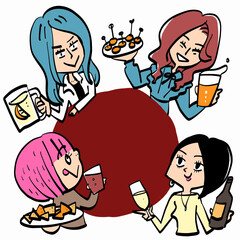 4 types of female characters have a party