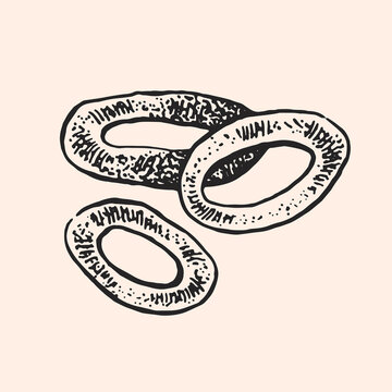 bagels black and white sketch clip art preview