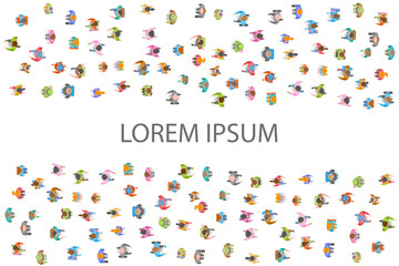 A group of social people. Top view. Crowding people. View from above. Space for text.