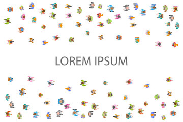 A group of social people. Top view. Crowding people. View from above. Space for text.