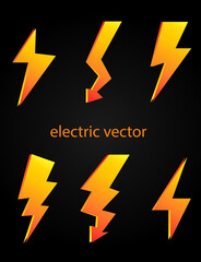 lightning and electric current symbol vector illustration set