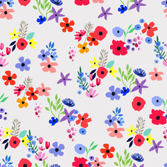 Naklejka premium Seamless pattern. Vector floral design with wildflowers. Romantic background