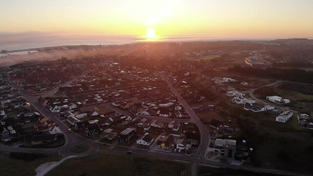 Sunrise in Hirtshals, Denmark. 4k drone footage
