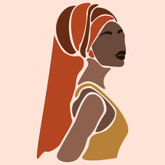 Young beautiful black women. Fashion portrait of an afro American girl. Cute girl vector illustration. Character design.