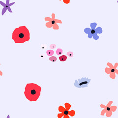 Seamless pattern. Vector floral design with wildflowers. Romantic background