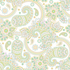 Paisley Ornamental seamless pattern. kalamkari vector floral background