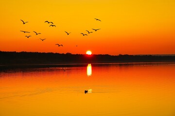 sunset on the lake