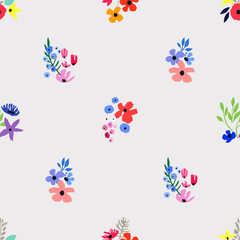 Seamless pattern. Vector floral design with wildflowers. Romantic background