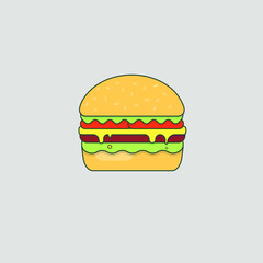 Burger isolated on grey backgroun. Food logo, icon, symbol, pictogram.