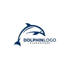 Dolphin Logo Template Vector. Dolphin jumping logo design concept.