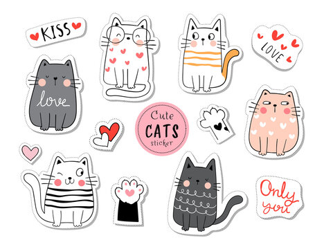 94+ Thousand Cute Cat Stickers Royalty-Free Images, Stock Photos